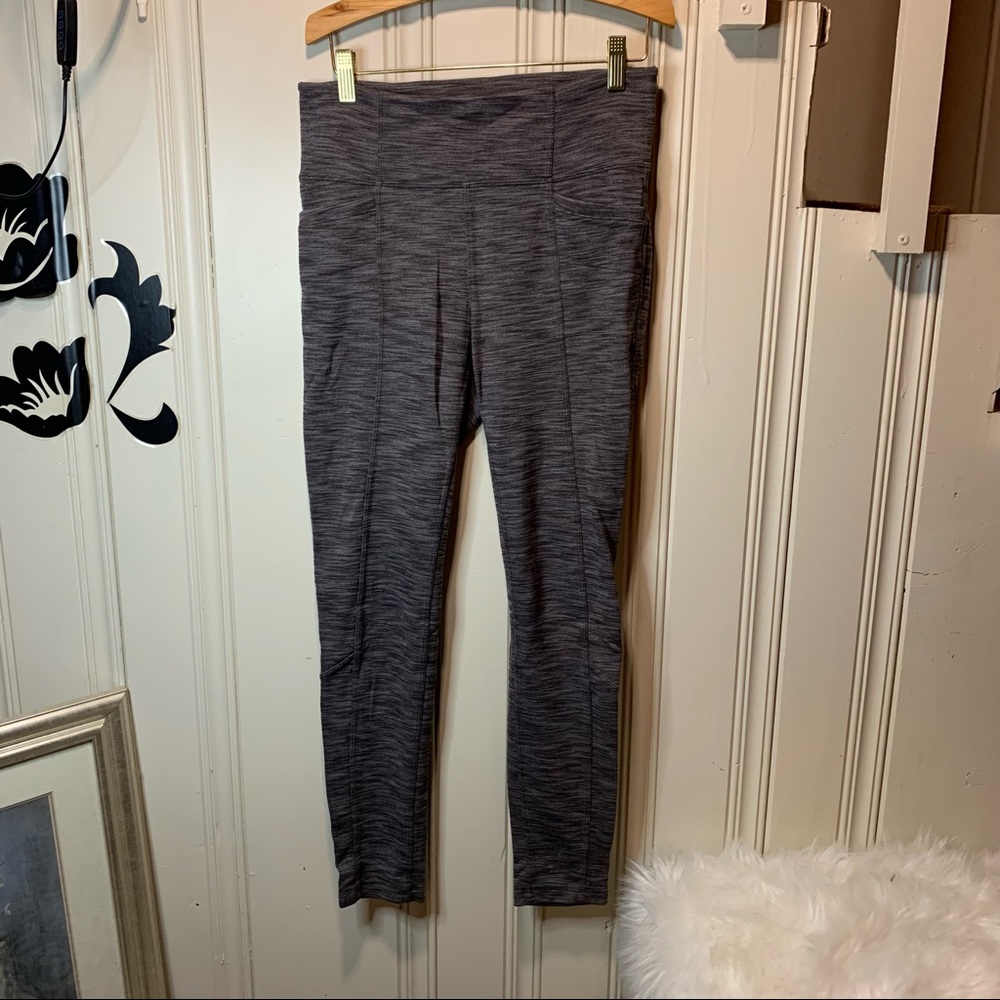 Athleta Metro skinny leggings pockets marled grey S